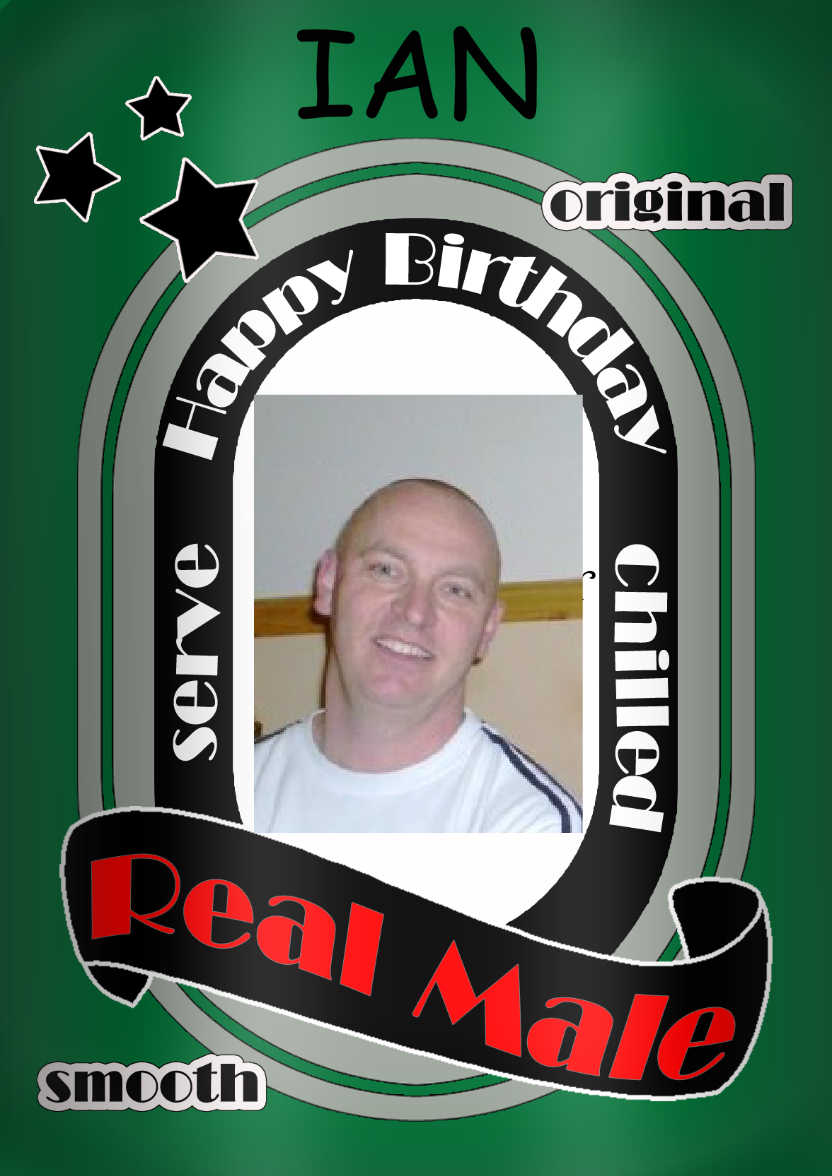 Real Male Beer Can Birthday Photo Upload Card - card made with Crafty Bob's Card Creator
