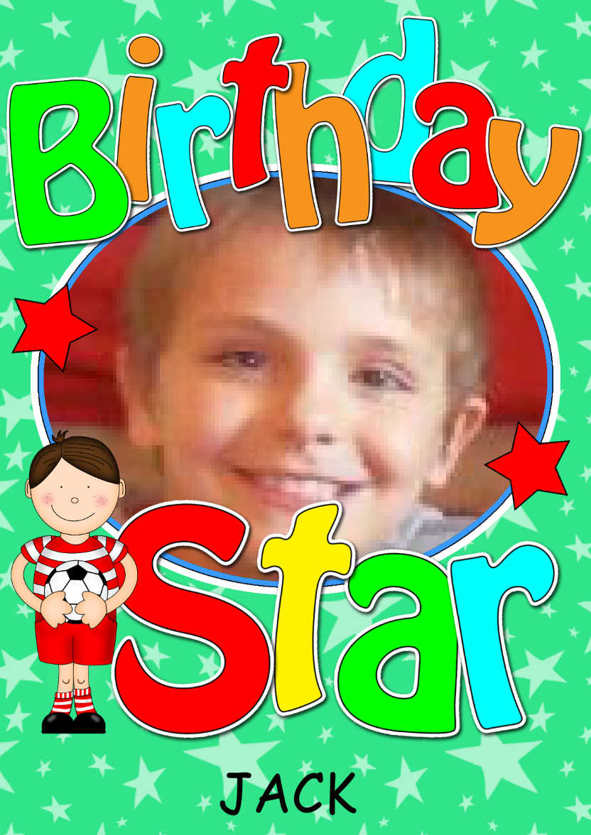 Birthday Football Star Photo Upload Card - card made with Crafty Bob's Card Creator