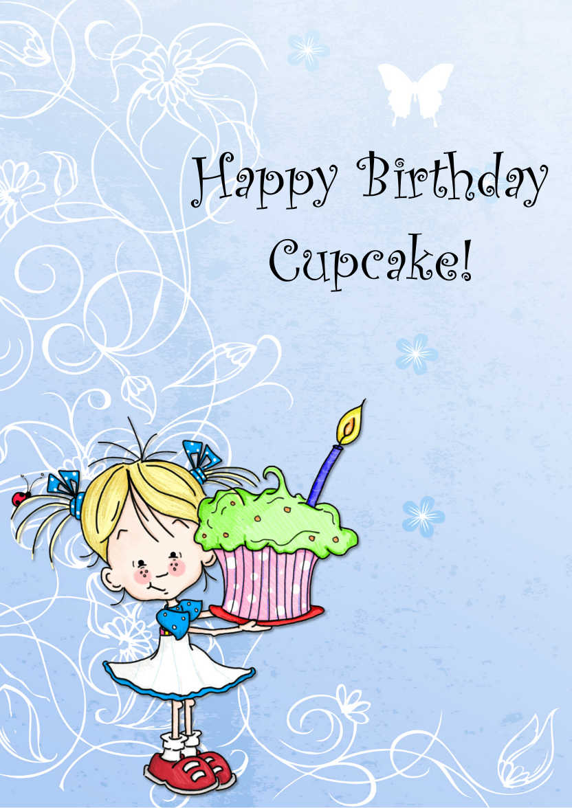 Birthday Cupcake Female Card Front - card made with Crafty Bob's Card Creator