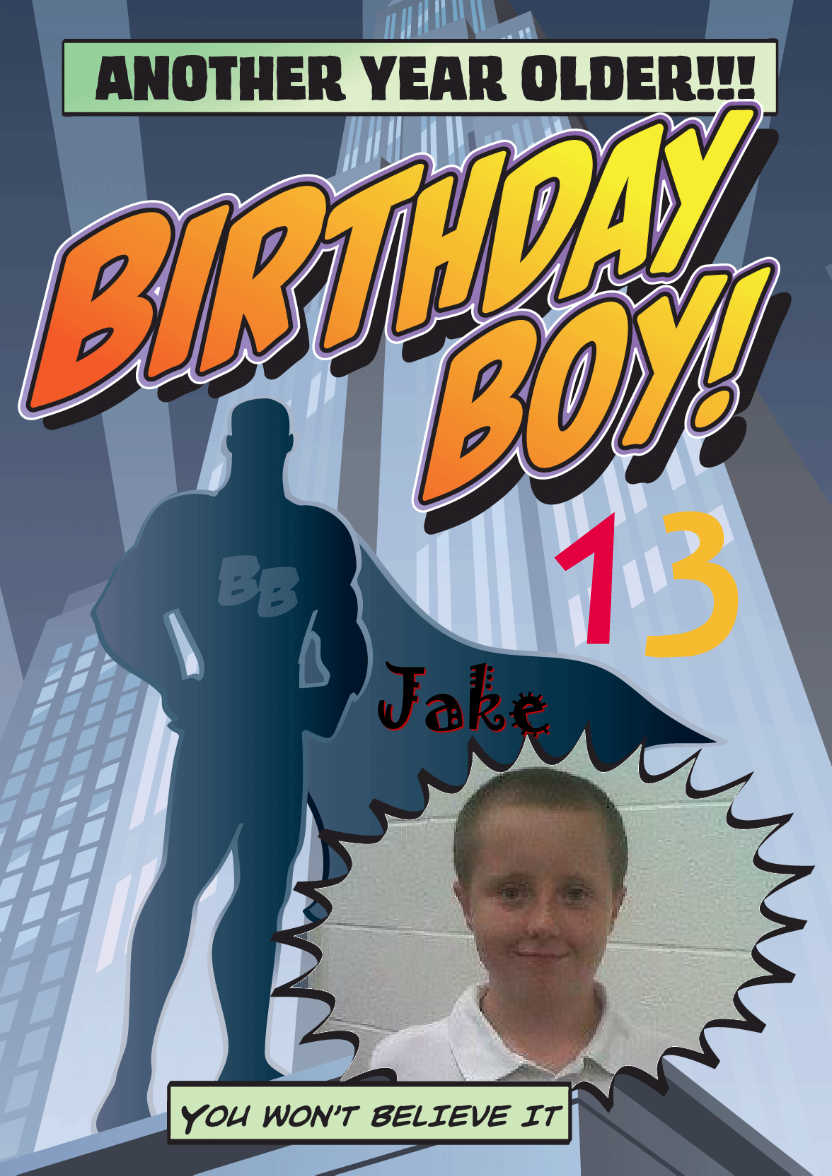 Birthday Boy - card made with Crafty Bob's Card Creator