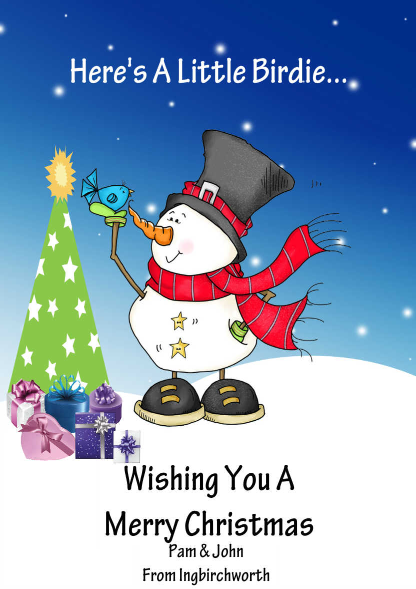 A Little Birdie Told Me It's Christmas Card Front - card made with Crafty Bob's Card Creator