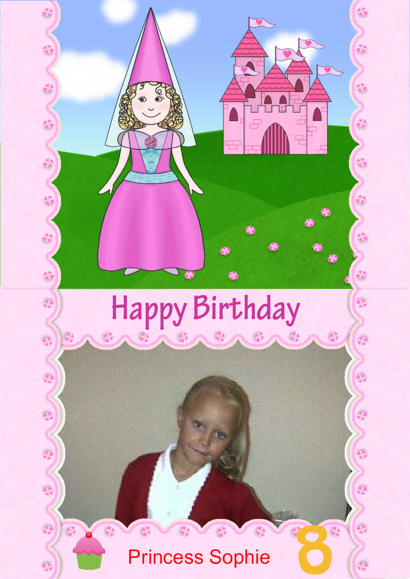 Princess and Pink Castle - card made with Crafty Bob's Card Creator