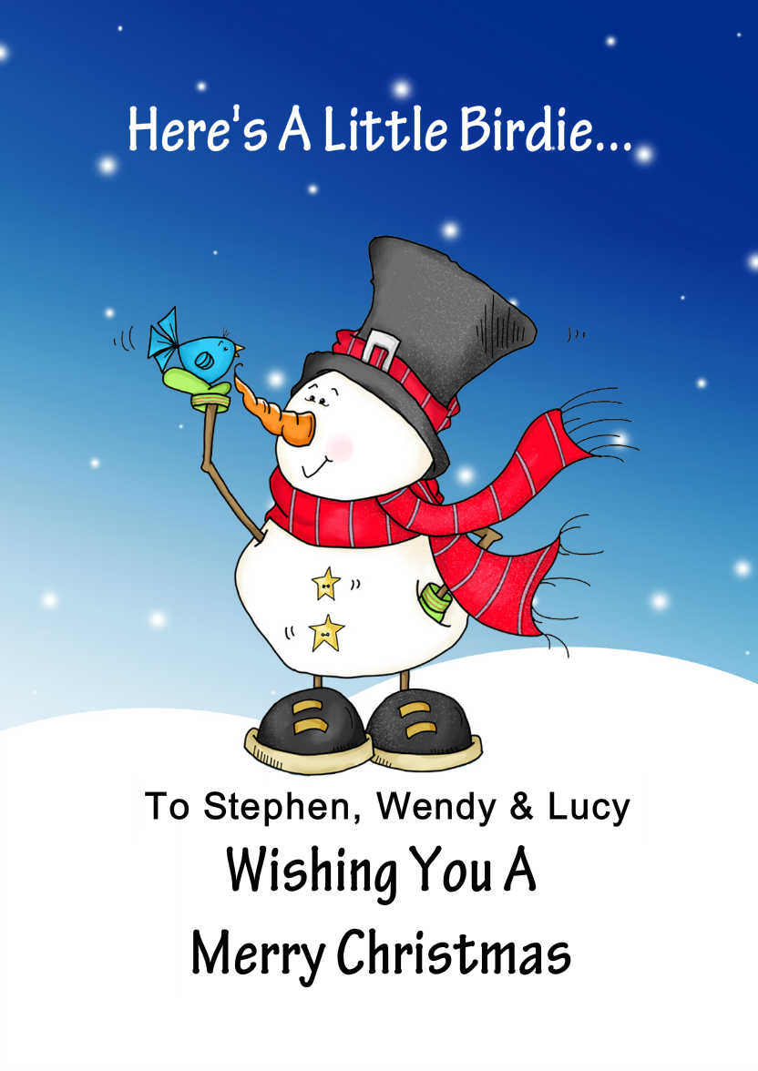 A Little Birdie Told Me It's Christmas Card Front - card made with Crafty Bob's Card Creator