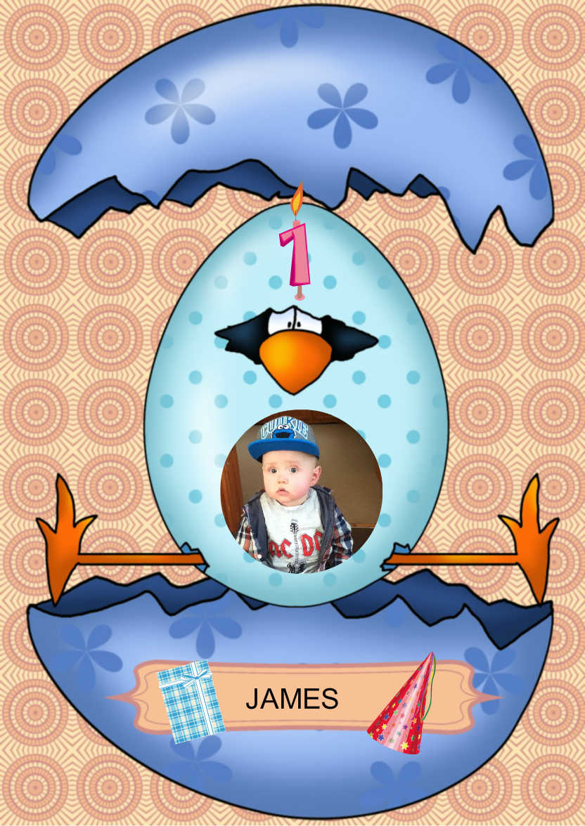 Yippee Chick Baby Boy - card made with Crafty Bob's Card Creator