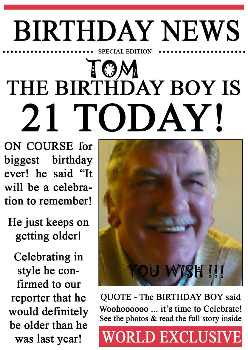 21 Today Birthday News Photo Upload Card - card made with Crafty Bob's Card Creator