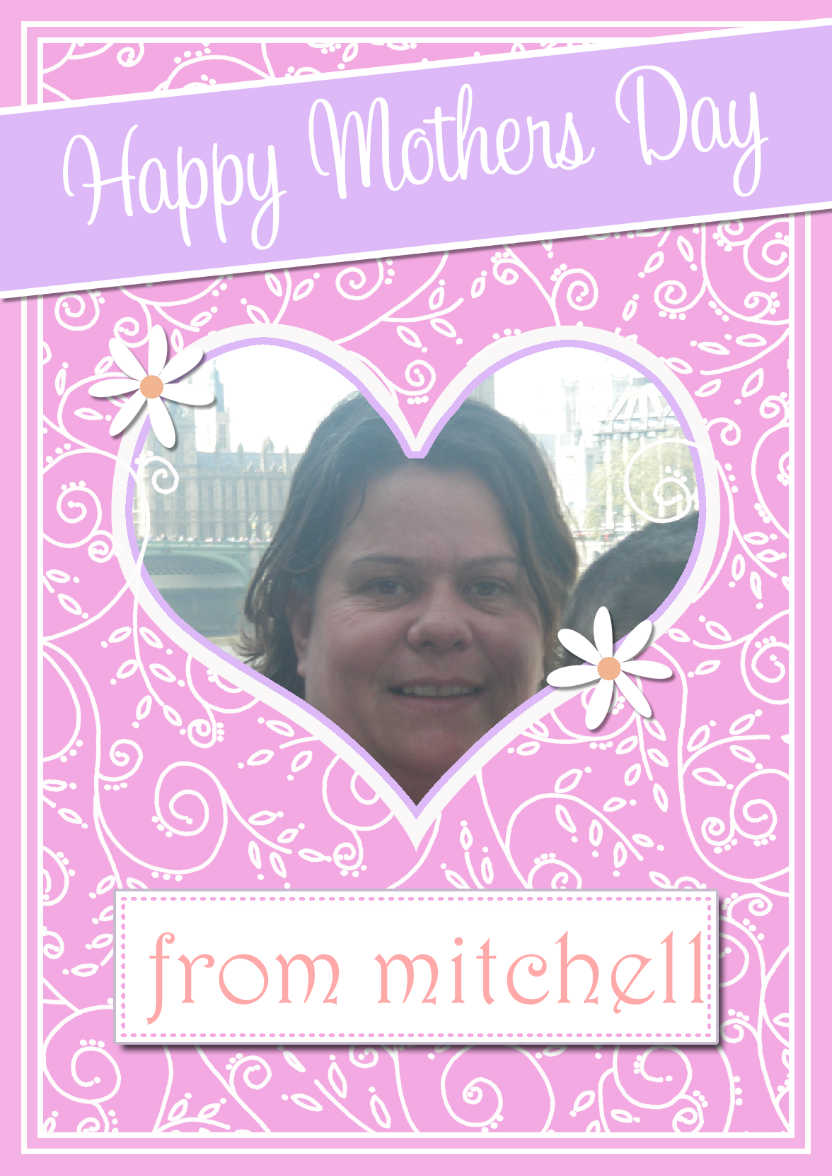 Mothers Day Heart & Swirls Photo Upload Card - card made with Crafty Bob's Card Creator