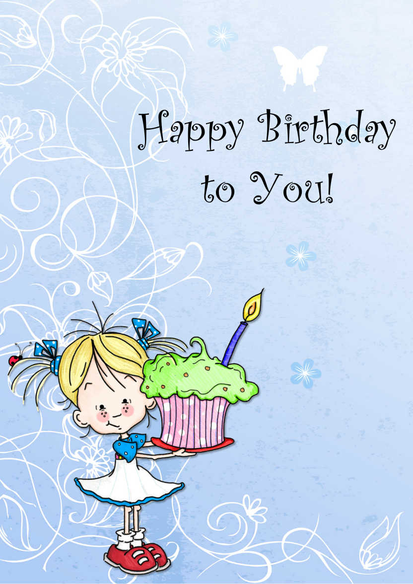 Birthday Cupcake Female Card Front - card made with Crafty Bob's Card Creator