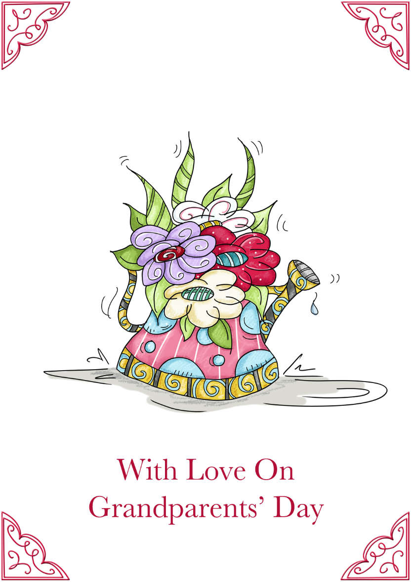 Fancy Watering Can Grandparents Day Card - card made with Crafty Bob's Card Creator
