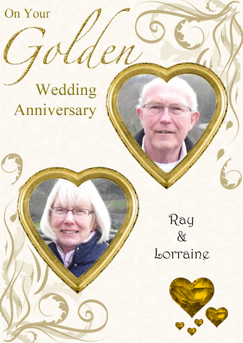 Golden Wedding Anniversary Hearts Photo Card - card made with Crafty Bob's Card Creator