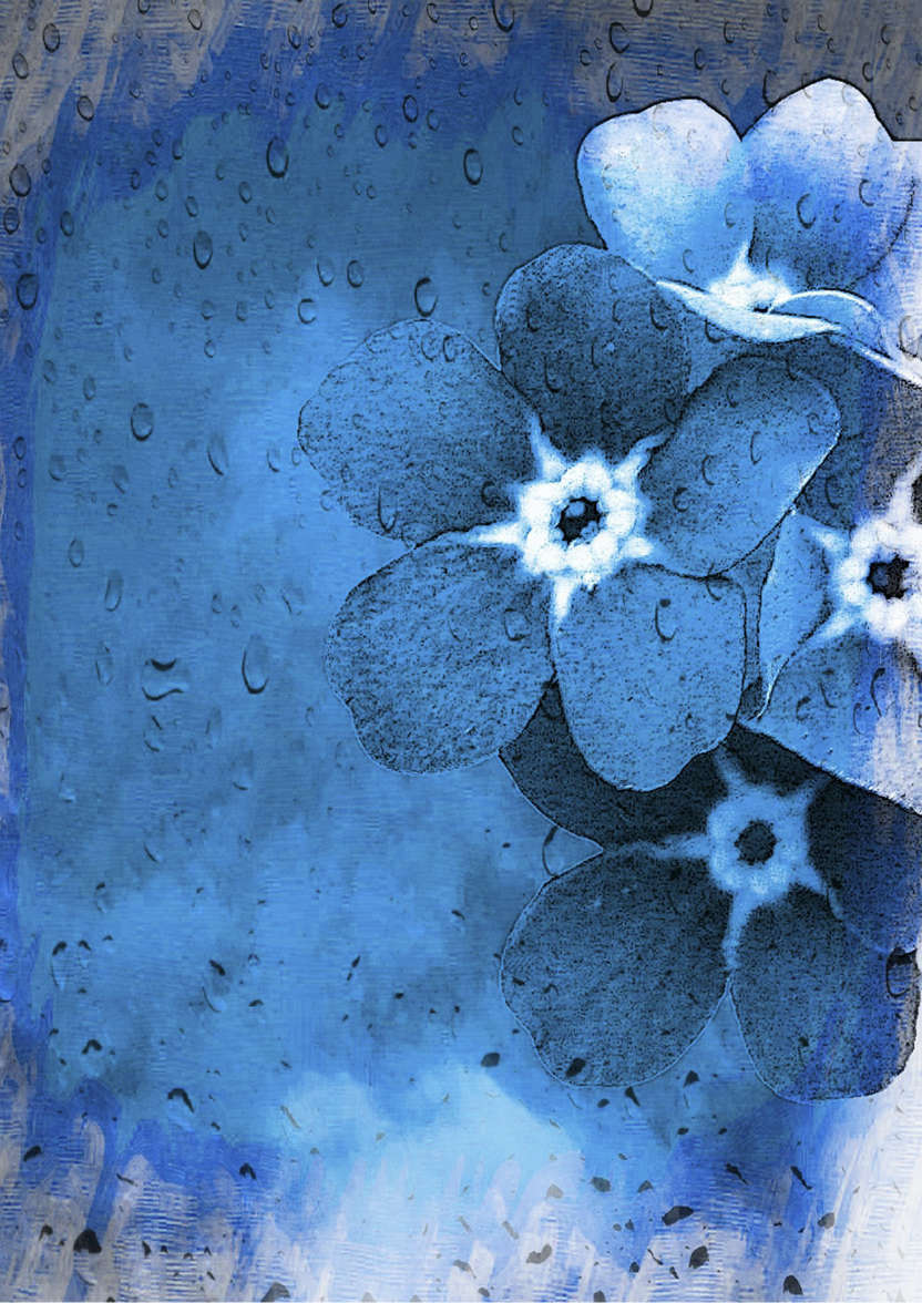 Blue Flowers in the Rain Thinking of You/sympathy Card - card made with Crafty Bob's Card Creator