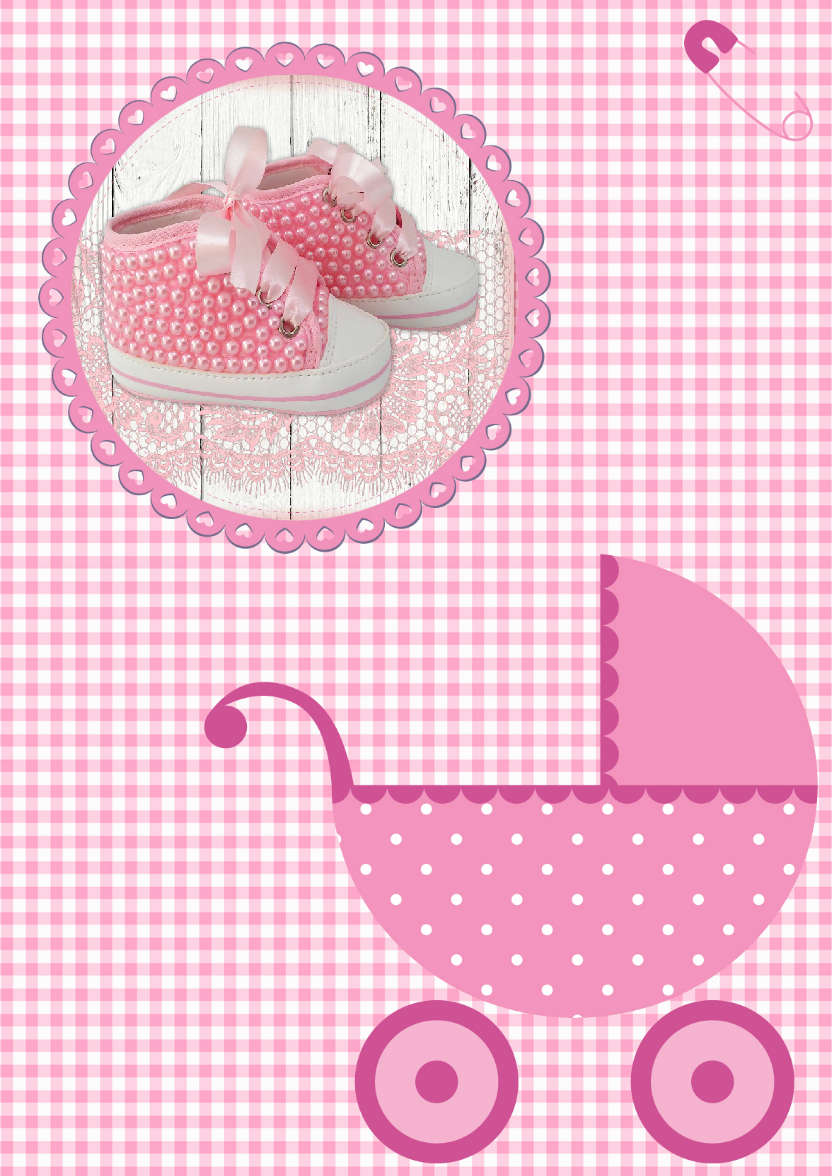Gingham Baby Girl Aperture Card Front - card made with Crafty Bob's Card Creator