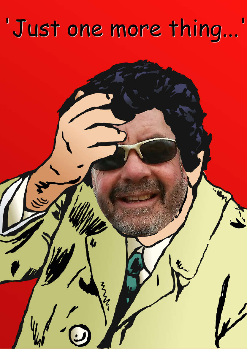 Columbo Spoof Aperture Card - card made with Crafty Bob's Card Creator