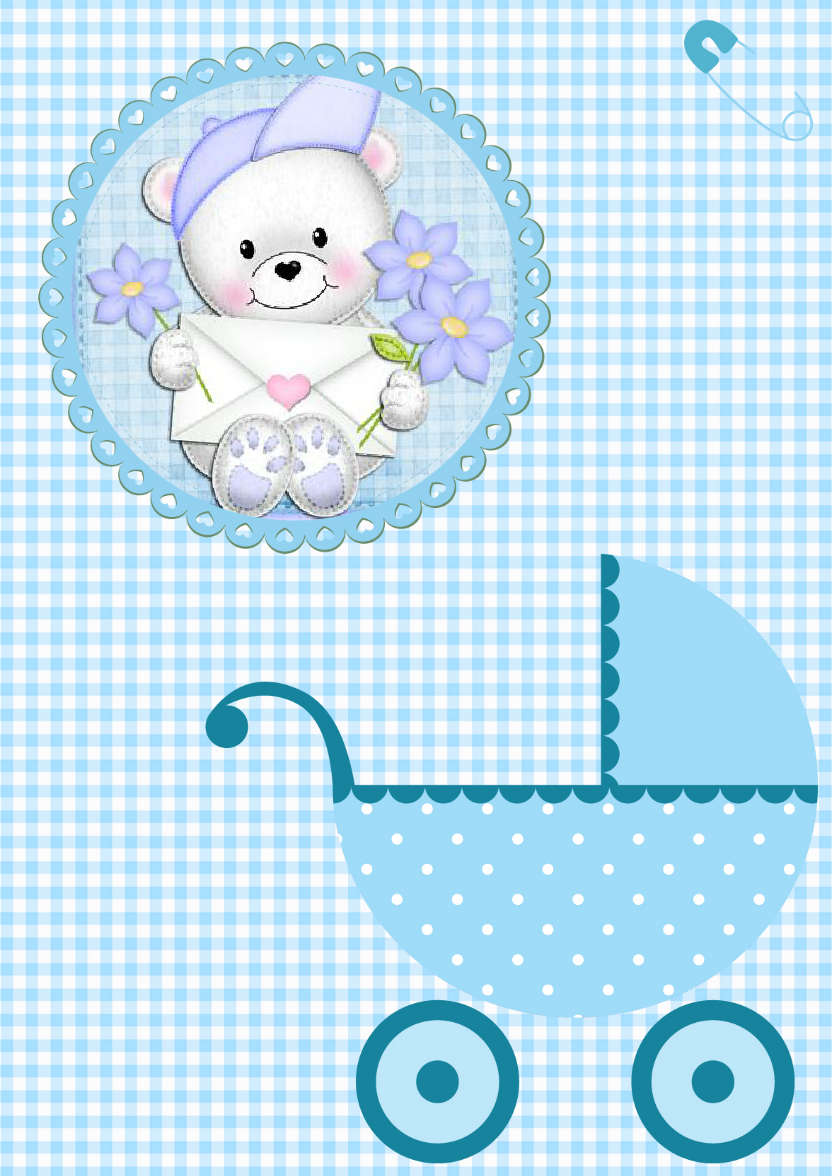 Gingham Baby Boy Aperture Card Front - card made with Crafty Bob's Card Creator