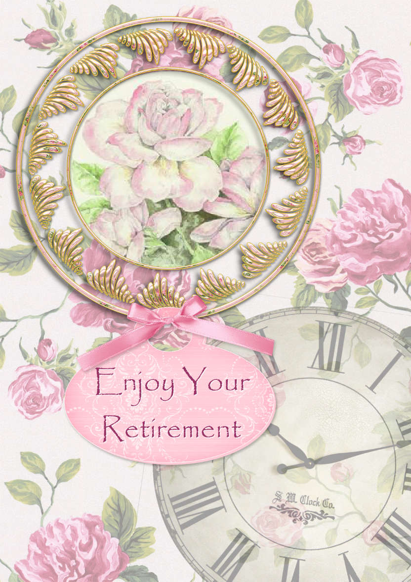 Shabby Chic Retirement/birthday Card - card made with Crafty Bob's Card Creator