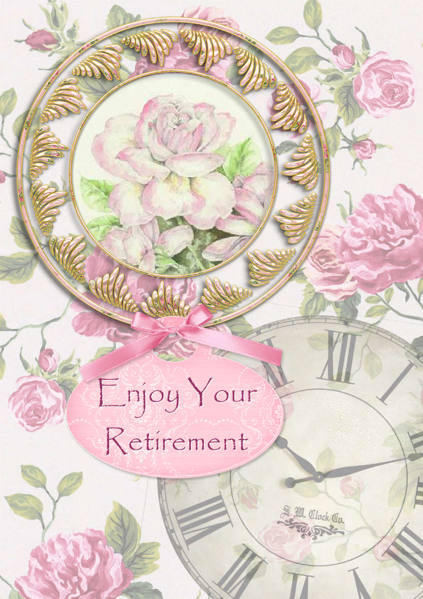 Shabby Chic Retirement/birthday Card - card made with Crafty Bob's Card Creator