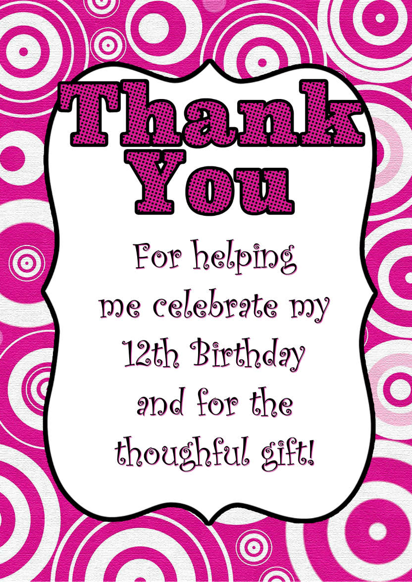 Retro Circles Thank You Card Front Pink - card made with Crafty Bob's Card Creator