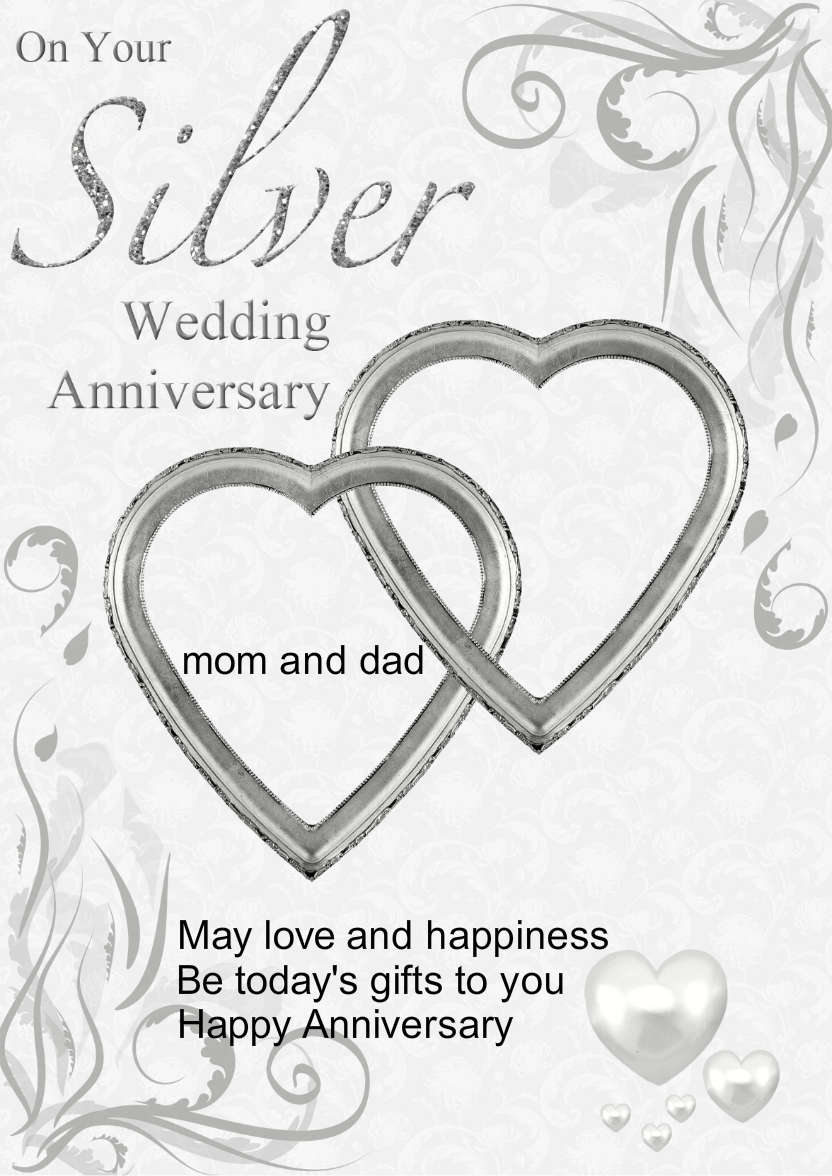 Silver Wedding Anniversary Hearts Entwined Card - card made with Crafty Bob's Card Creator