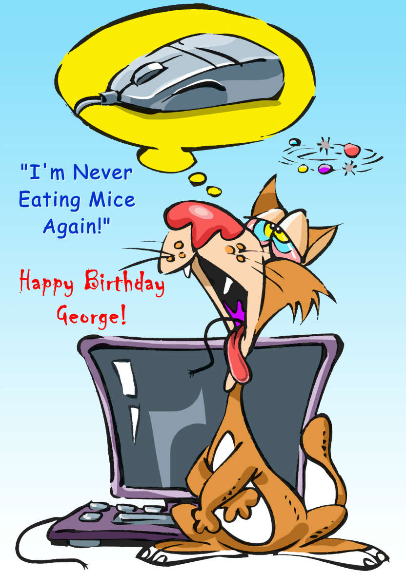 Humorous Cat and Mouse Card Front - card made with Crafty Bob's Card Creator