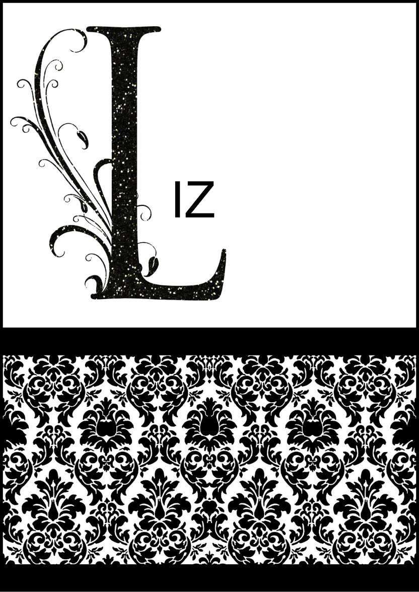 Damask Monogram Letter L Card - card made with Crafty Bob's Card Creator