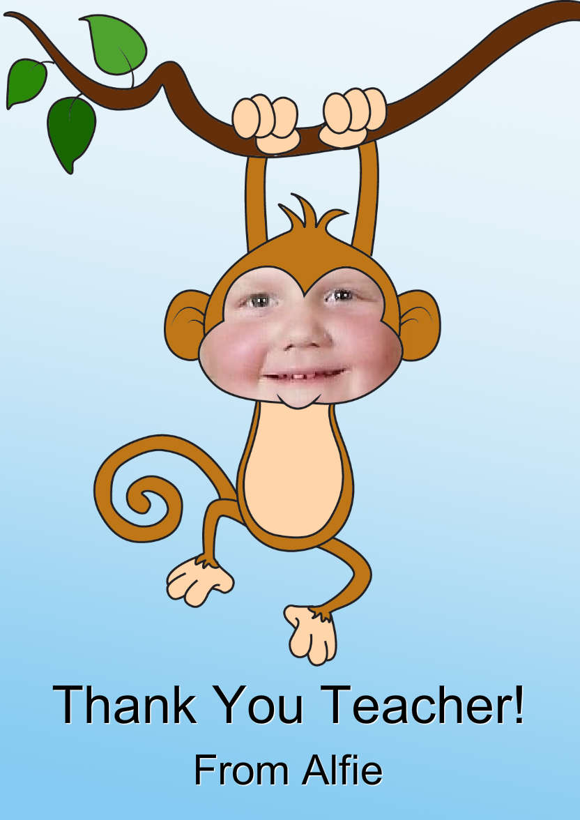 Little Monkey Aperture Card - card made with Crafty Bob's Card Creator