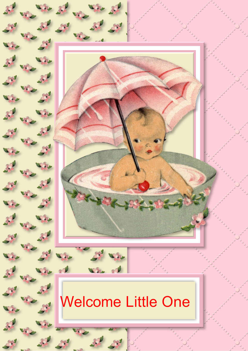 Baby Girl in Tub - card made with Crafty Bob's Card Creator