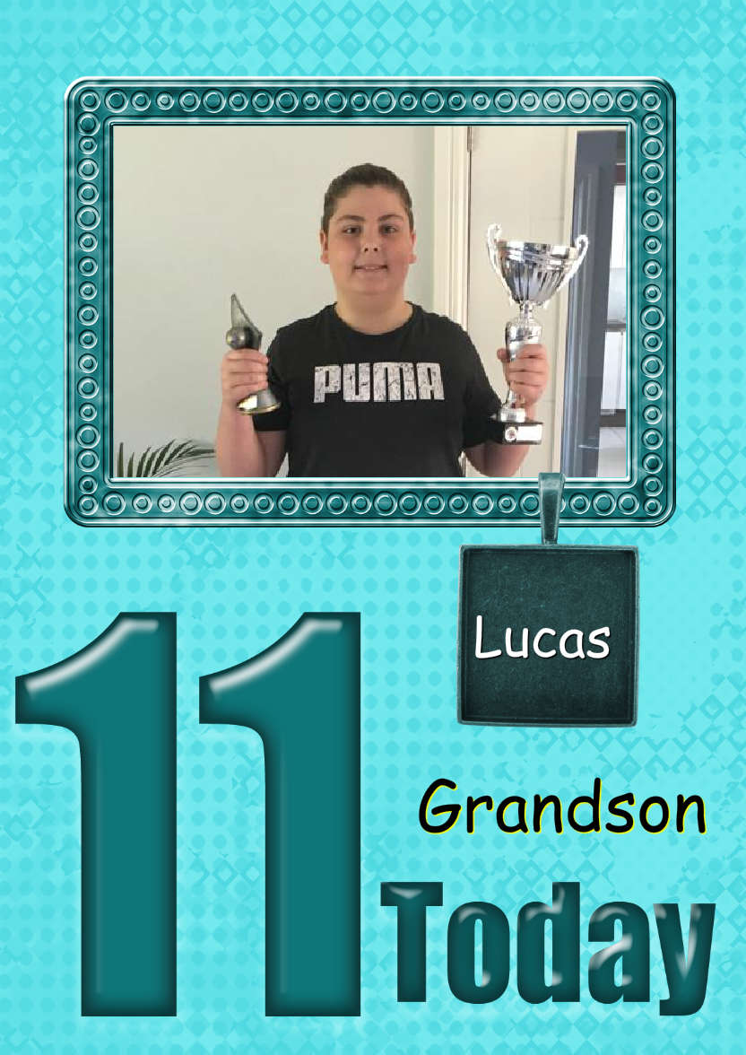 Age 11 Birthday Photo Card Boys - card made with Crafty Bob's Card Creator