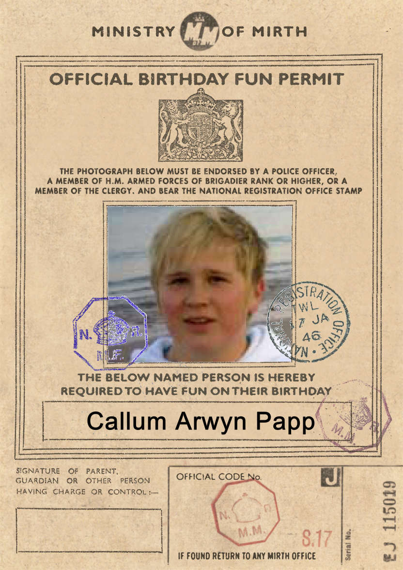 Birthday Fun Permit - card made with Crafty Bob's Card Creator
