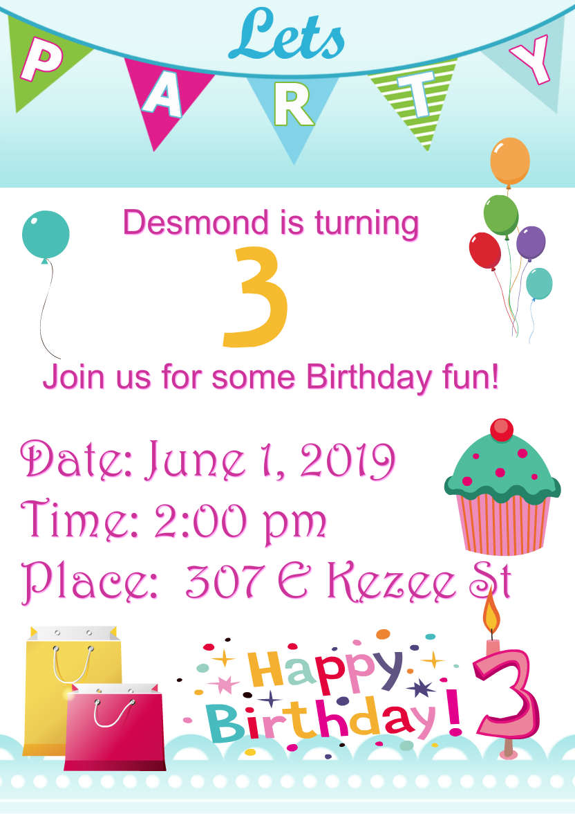 Lets Party Invitation - card made with Crafty Bob's Card Creator