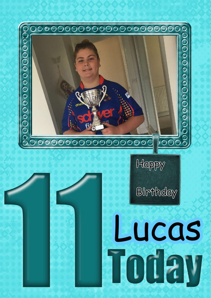 Age 11 Birthday Photo Card Boys - card made with Crafty Bob's Card Creator