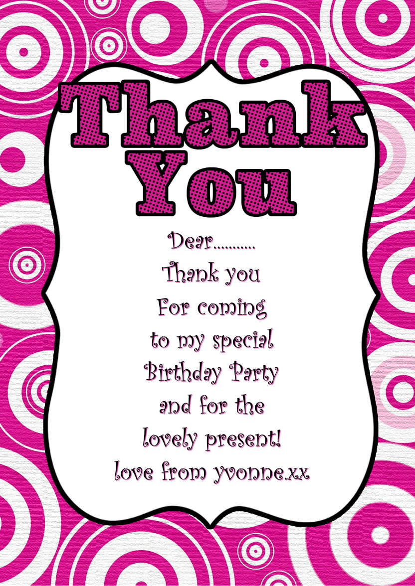 Retro Circles Thank You Card Front Pink - card made with Crafty Bob's Card Creator