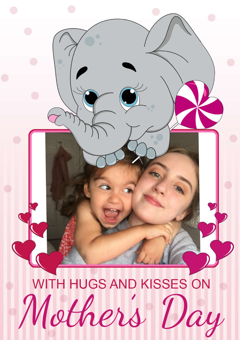 Cute Elephant Mother's Day Photo Card - card made with Crafty Bob's Card Creator