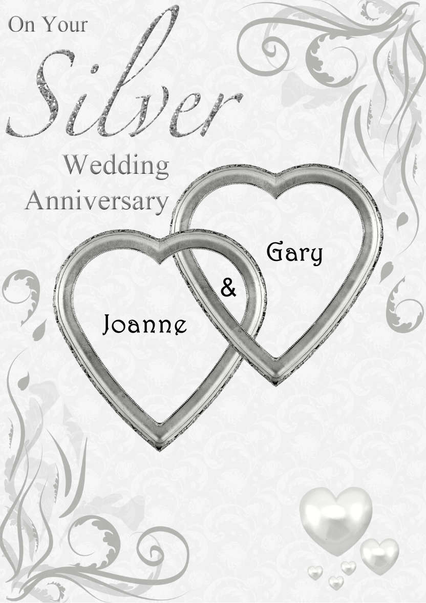 Silver Wedding Anniversary Hearts Entwined Card - card made with Crafty Bob's Card Creator