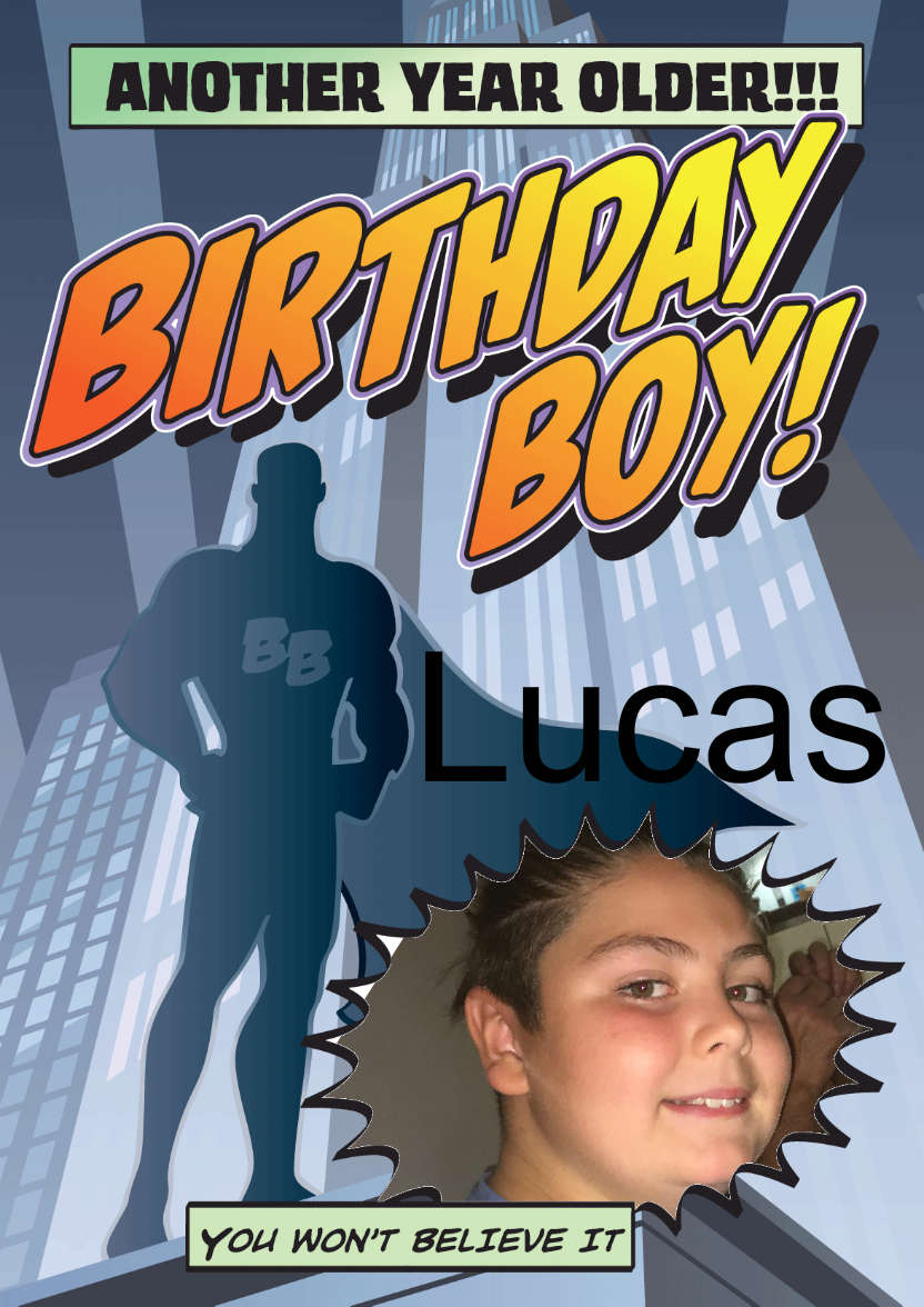 Birthday Boy - card made with Crafty Bob's Card Creator