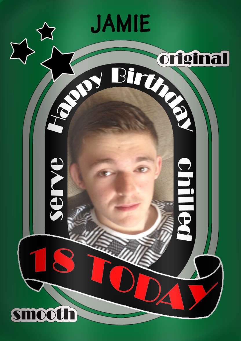 Beer Can 18th Birthday Photo Upload Card - card made with Crafty Bob's Card Creator