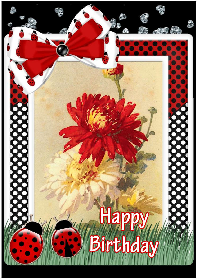 Ladybug Frame Card Front - card made with Crafty Bob's Card Creator