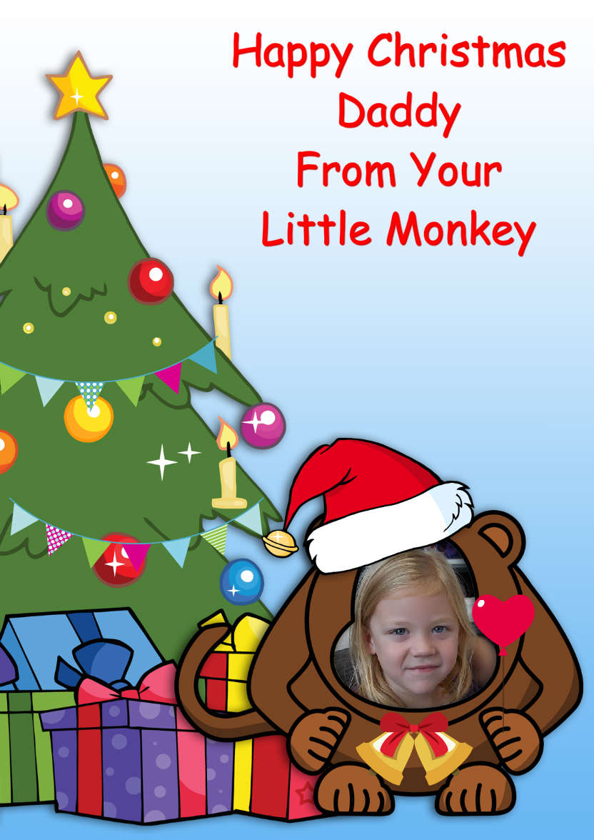 Little Monkey Christmas Photo Card - card made with Crafty Bob's Card Creator