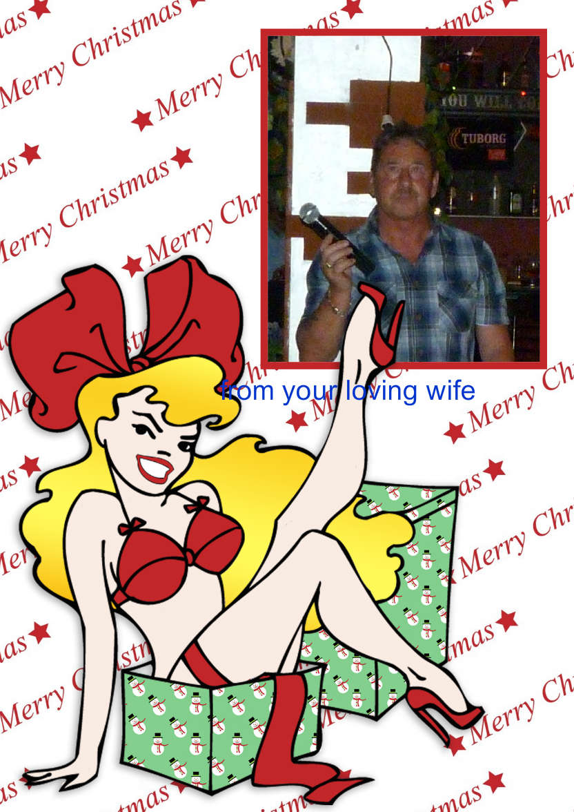 Sexy Cartoon Pin Up Christmas Aperture Card - card made with Crafty Bob's Card Creator