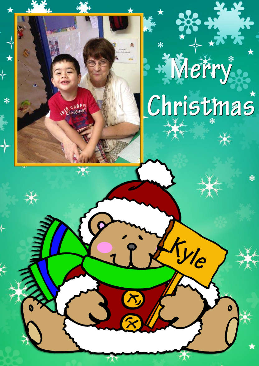 Teddy Bear Christmas Boy - card made with Crafty Bob's Card Creator
