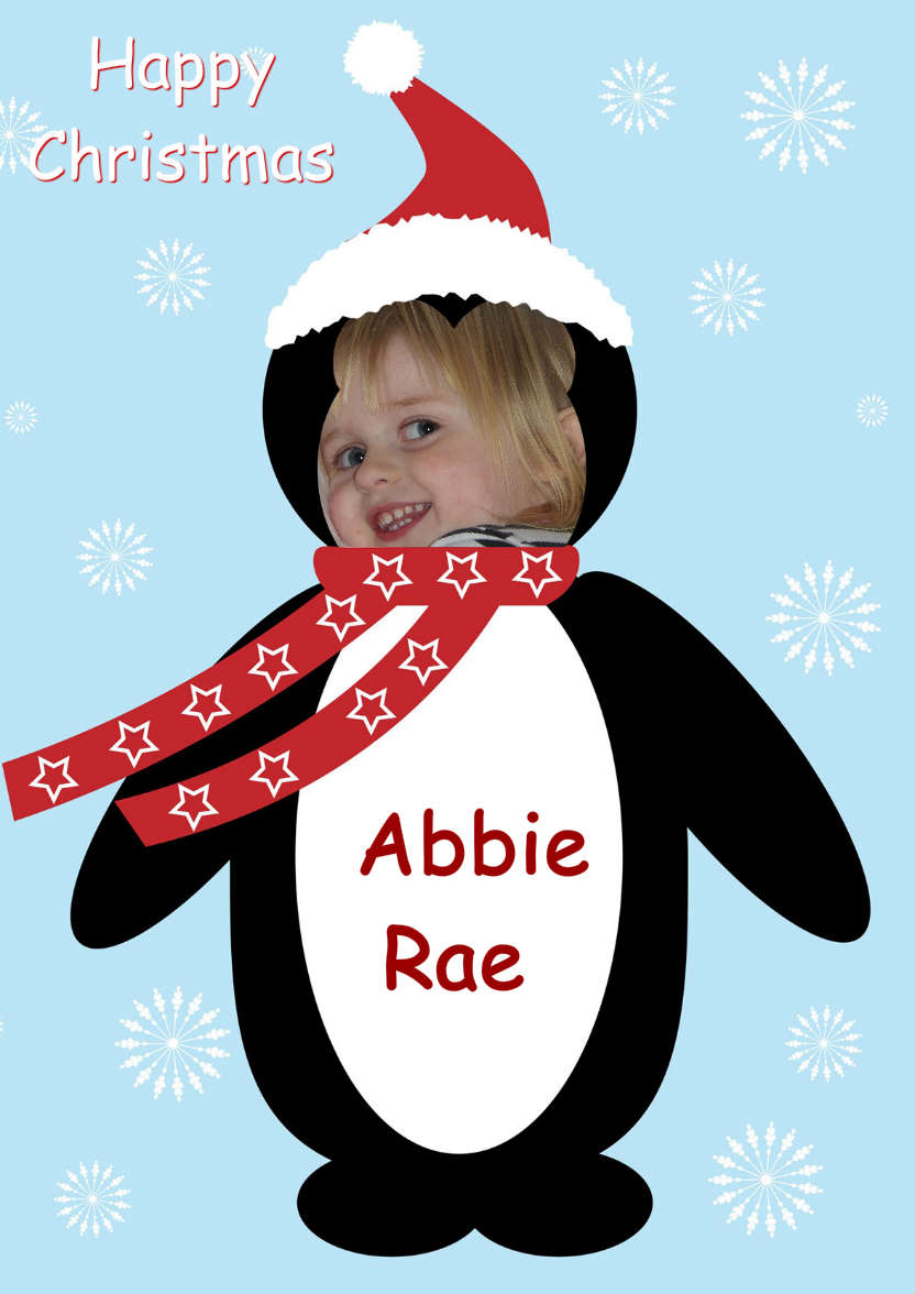 Christmas Penguin Photo Card - card made with Crafty Bob's Card Creator