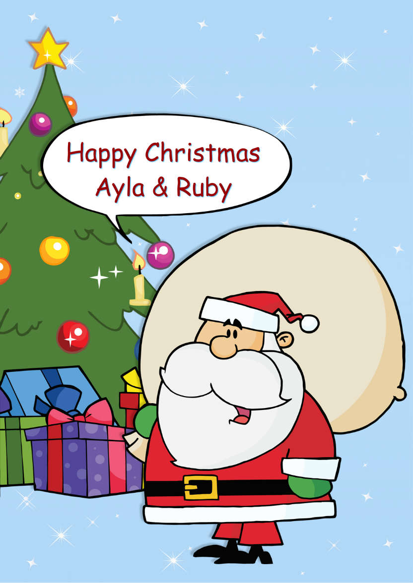 Santa by the Christmas Tree - card made with Crafty Bob's Card Creator