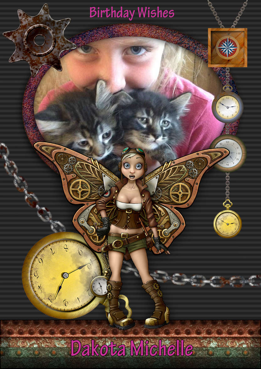 Your Photo Steampunk Fairy Custom Birthday Card - card made with Crafty Bob's Card Creator