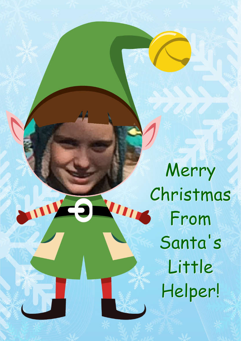 Elf Face Photo Card - card made with Crafty Bob's Card Creator