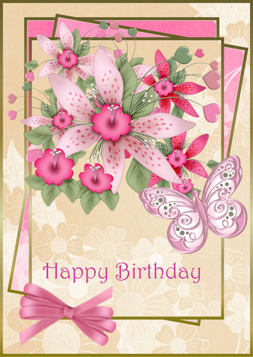 Floral Birthday - card made with Crafty Bob's Card Creator