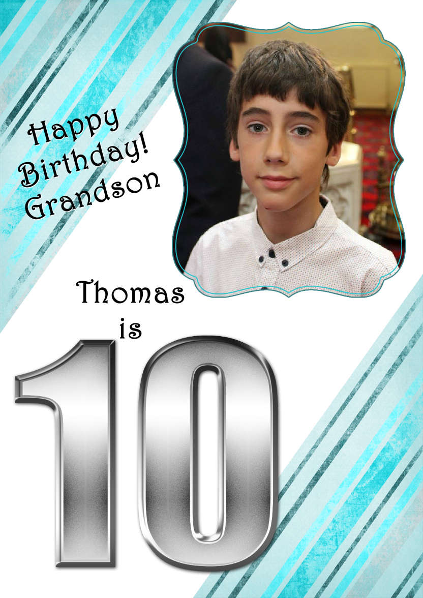 Grunge Stripes Age 10 Birthday Boy - card made with Crafty Bob's Card Creator