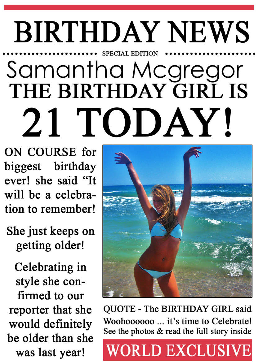 21 Today Birthday News Photo Upload Card - card made with Crafty Bob's Card Creator