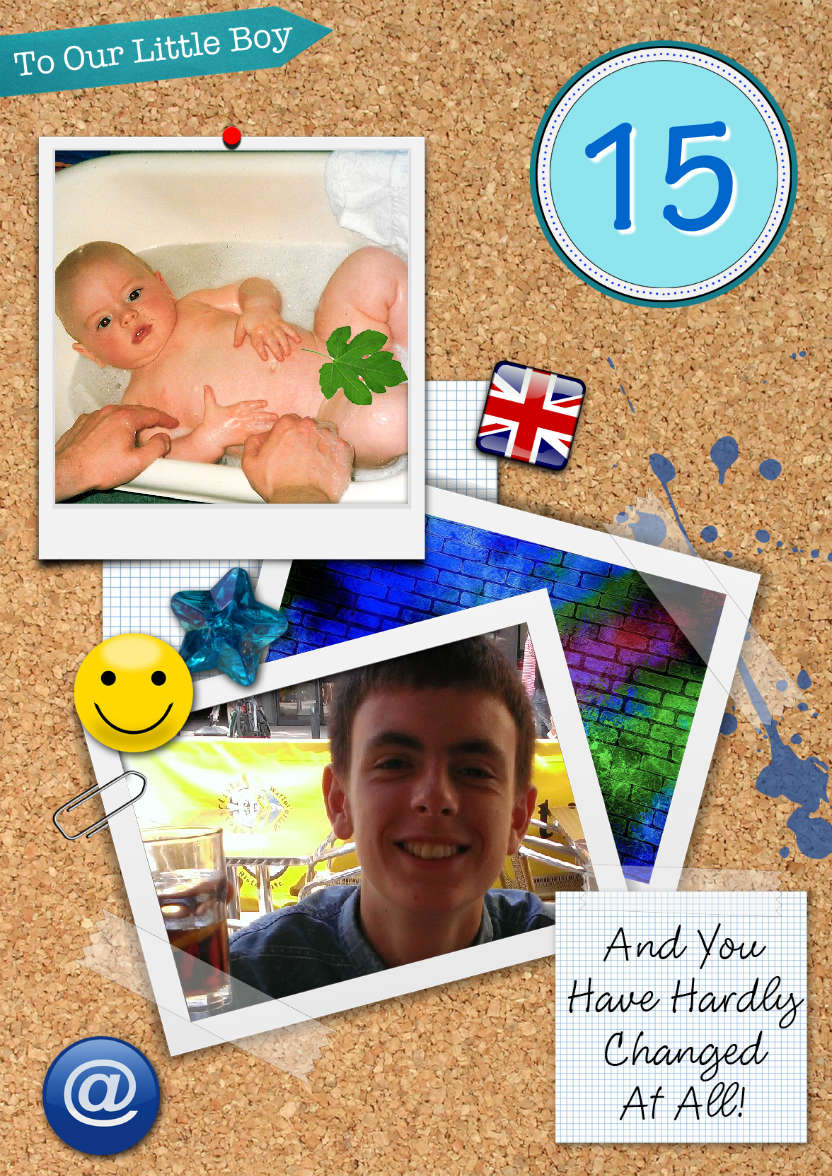Birthday Noticeboard Photo Card Boy - card made with Crafty Bob's Card Creator