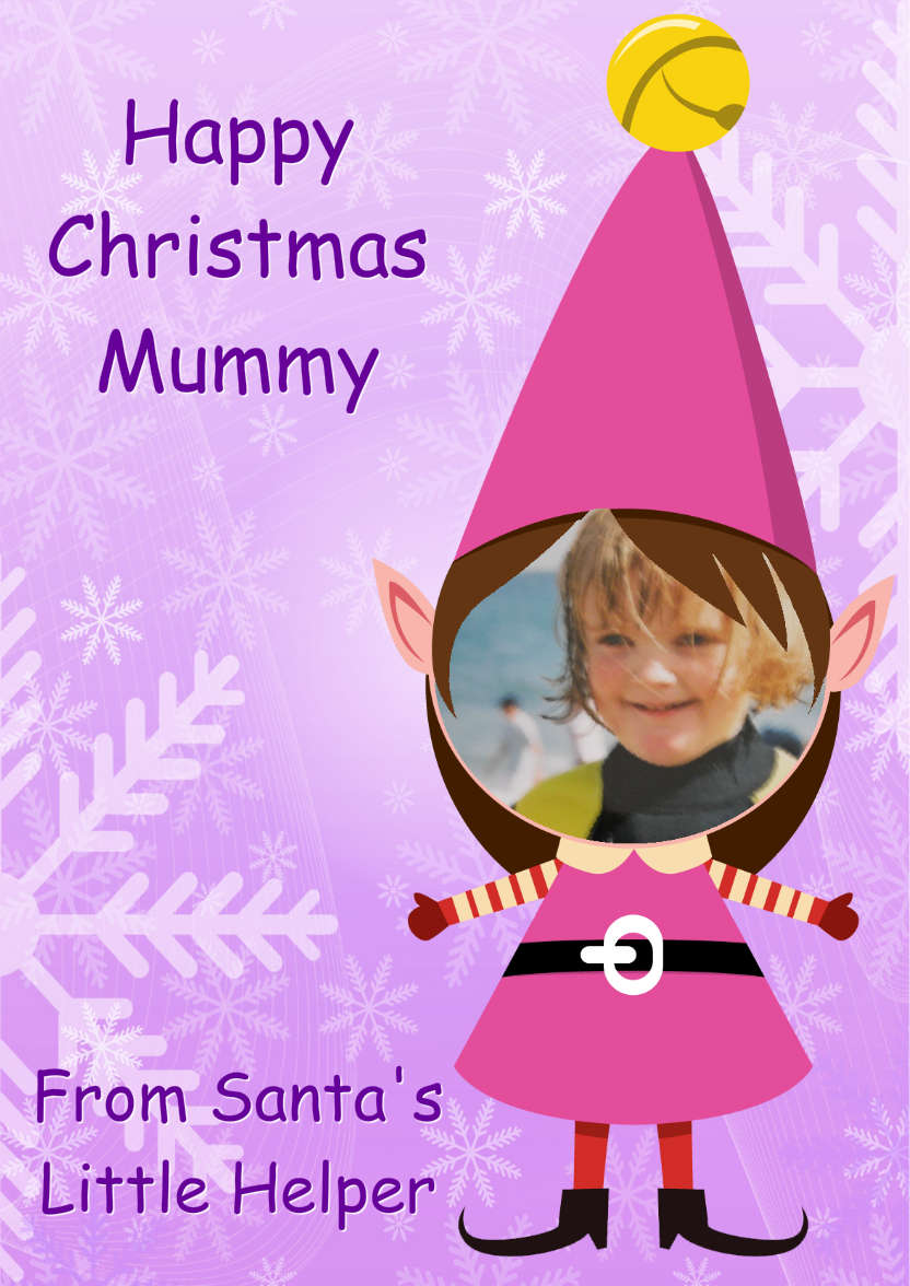 Elf Face Girl Photo Card - card made with Crafty Bob's Card Creator