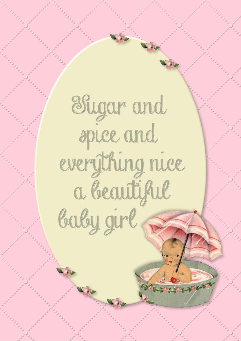 Baby Girl in Tub - card made with Crafty Bob's Card Creator