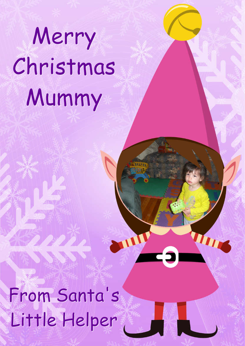 Elf Face Girl Photo Card - card made with Crafty Bob's Card Creator