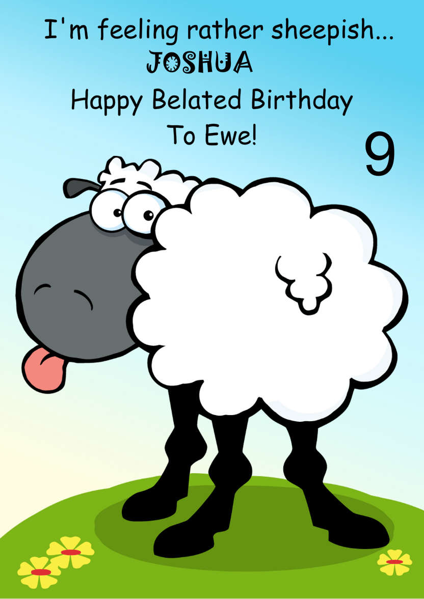 Feeling Sheepish Belated Birthday Card - card made with Crafty Bob's Card Creator